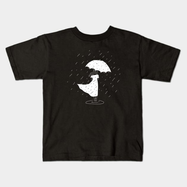 Girl in the rain Kids T-Shirt by Emotions Capsule